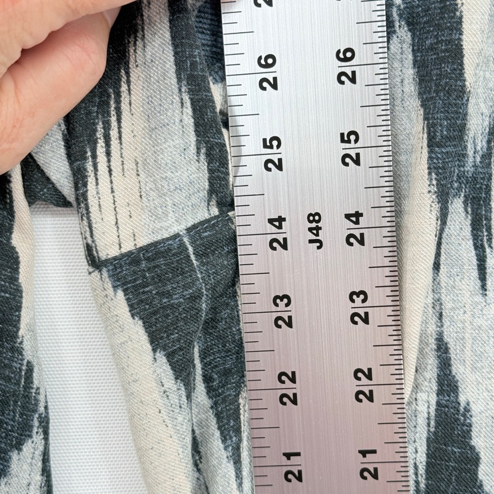 Democracy Wide Leg Crop Pants Womens Small Gray Ikat Boho Culottes Travel Flowy - Picture 9 of 11